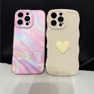Pink and Cream Heart Phone Cases